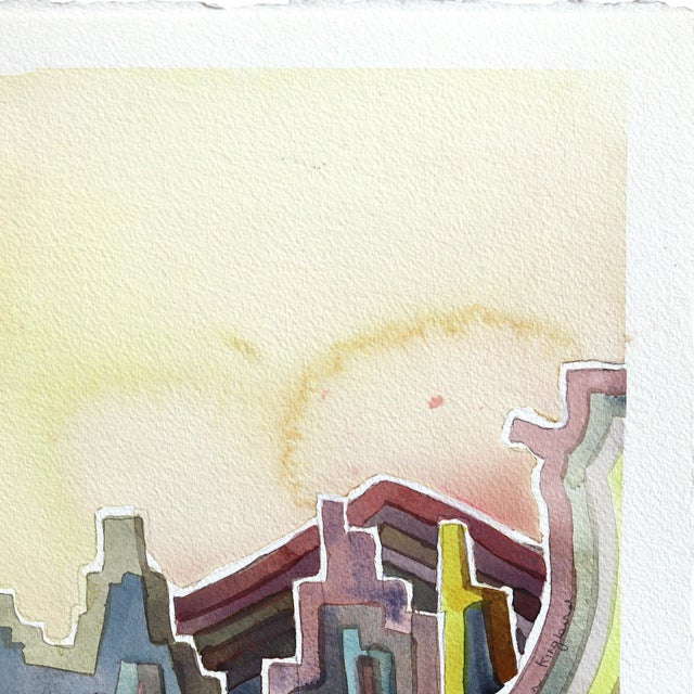 Mono Lake - Abstract Muted Colorful Landscape Nature Painting on Paper Original Artwork by Heidi Lowell For Sale - Image 4 of 7