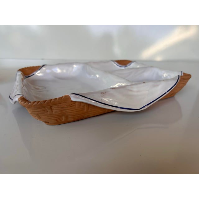 Vintage Collection of "Napkin in a Basket" Ceramic Serving Set For Sale In Miami - Image 6 of 11