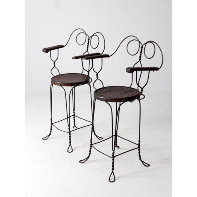 Antique a.h. Andrews Wire Ice Cream Parlor Bar Stools For Sale - Image 10 of 16