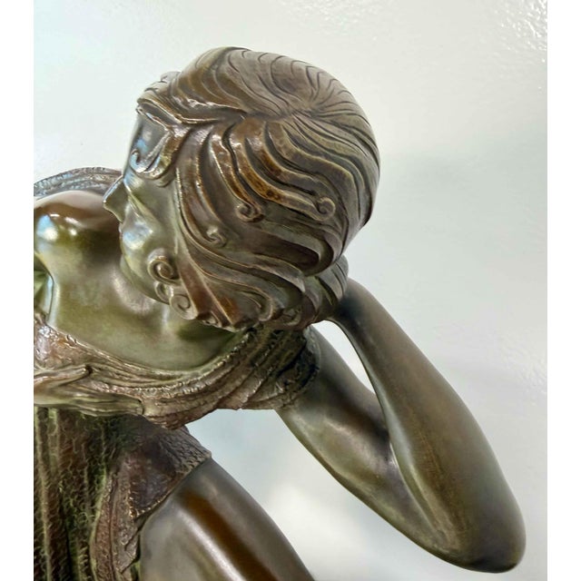 Demètre H. Chiparus, Art Deco Sculpture of Woman with Drapery, 1928, Bronze on Marble Base For Sale - Image 9 of 17