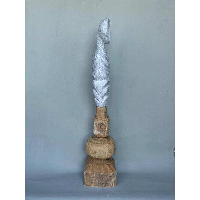 Echo on Wood Hand Carved Marble Sculpture by Tom Von Kaenel For Sale - Image 4 of 6