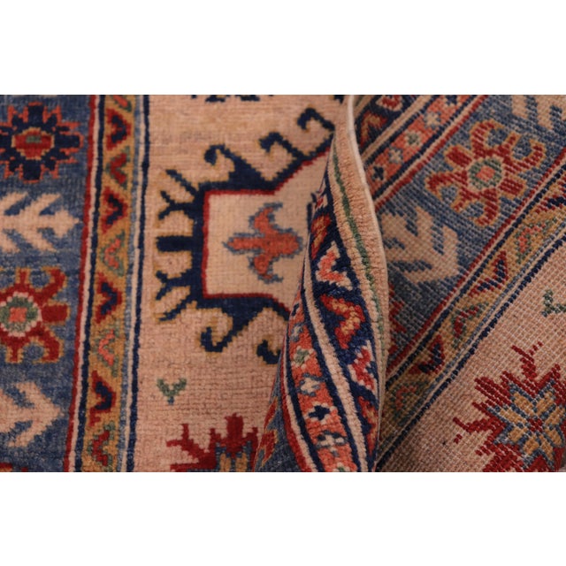 Textile Southwestern Kazak Peach/Light Blue Wool Runner Rug- 2'10''x9'8'' For Sale - Image 7 of 10