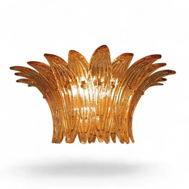 Palmette Gold Murano Glass Ceiling Light from Barovier & Toso, 1950s For Sale - Image 6 of 6