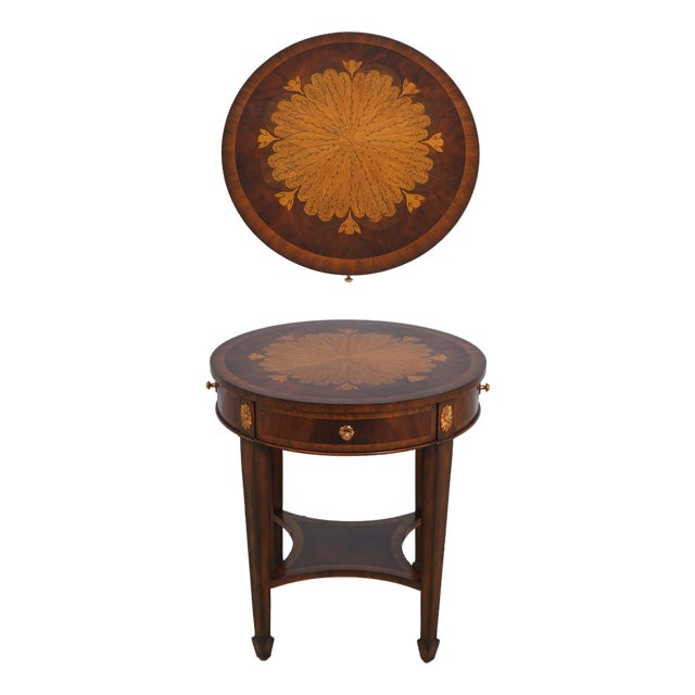 Maitland Smith Mahogany Inlaid Occasional Table For Sale