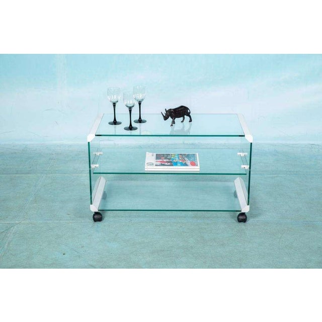 Vintage Bar Cart in Glass For Sale - Image 3 of 12