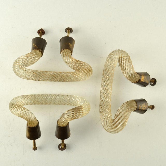 Clear Glass Door Handles by Carlo Scarpa for Venini, 1940s, Set of 3 For Sale - Image 10 of 11