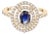14k Gold Blue Sapphire Halo Diamond Ring Size 7 For Sale