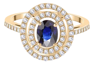 14k Gold Blue Sapphire Halo Diamond Ring Size 7