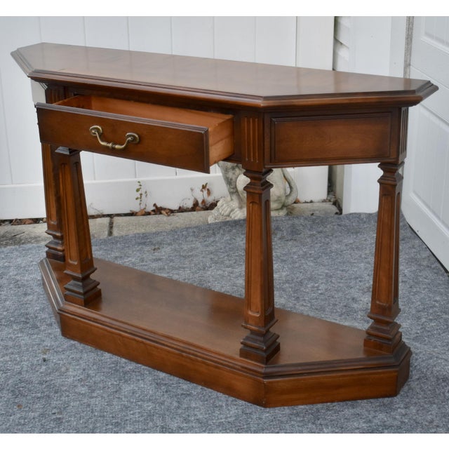 Vintage Ethan Allen Cherry Wood Console Table Entryway Sofa 1 Drawer For Sale - Image 13 of 17