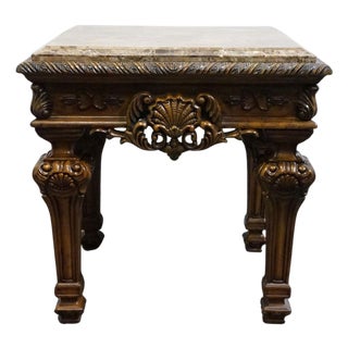 Ashley Furniture Casa Mollino Mediterranean Old World Style 28" Square Accent End Table - Dark Brown Finish W. Granite Top T953-2 For Sale