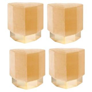 Mustard Queen Heart Stools by Royal Stranger, Set of 4 For Sale