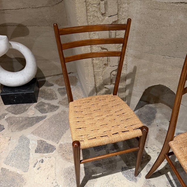 Vintage Italian Mid-Century Modern Ladder-Back Side Chairs in the Style of Gio Ponti For Sale - Image 9 of 10