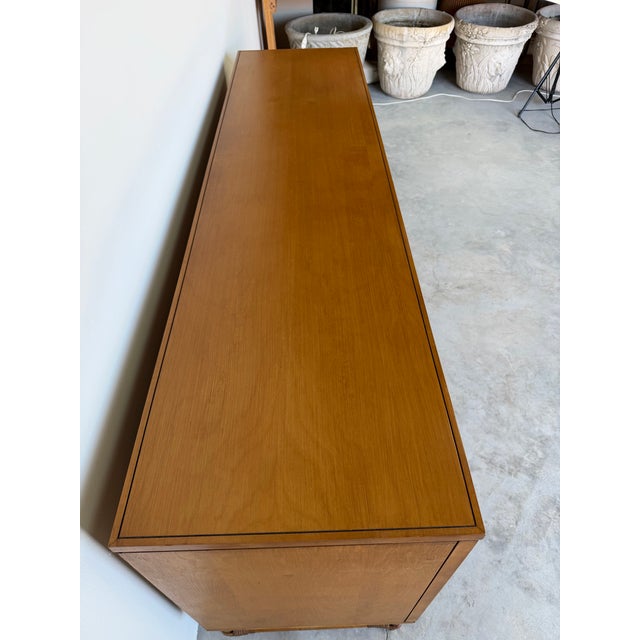 Vintage Ficks Reed Palm Beach Faux Bamboo Wood Sideboard With Brass Pulls For Sale - Image 11 of 12