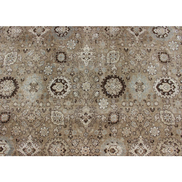 Camel Antique Persian Tabriz Rug in Mocha, Camel, Brown, Gray and Light Blue 9'3 X 13 For Sale - Image 8 of 14