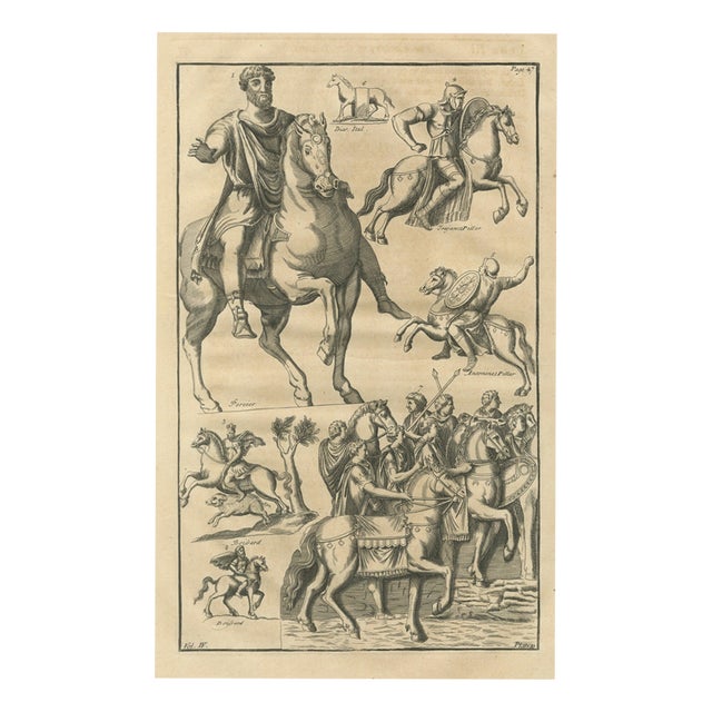 Montfaucon, Roman Equestrian Statue and Cavalry Reliefs, Montfaucon Engraving, 1722, Engraving For Sale