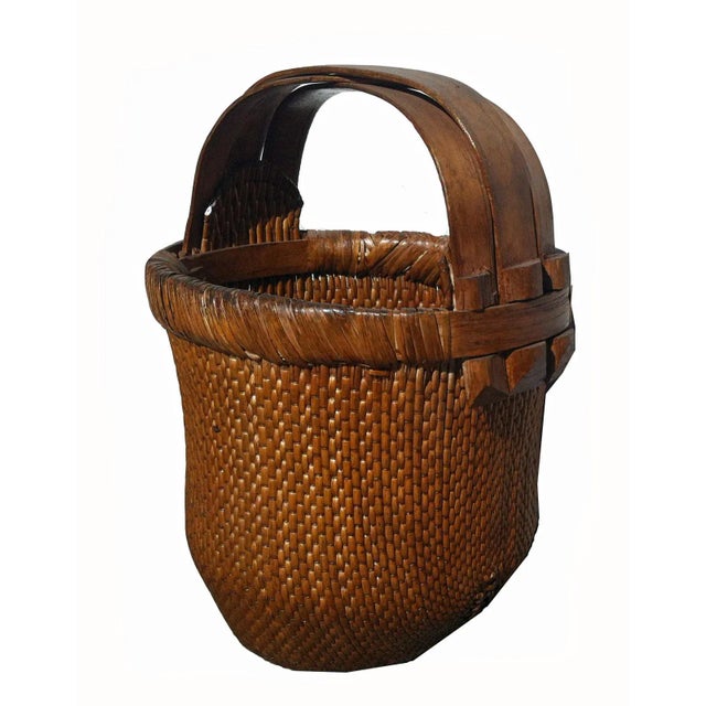 Antique Chinese Hand-Woven Basket For Sale - Image 4 of 5