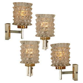 Glass Wall Light Fixture from Hillebrand, 1960 For Sale