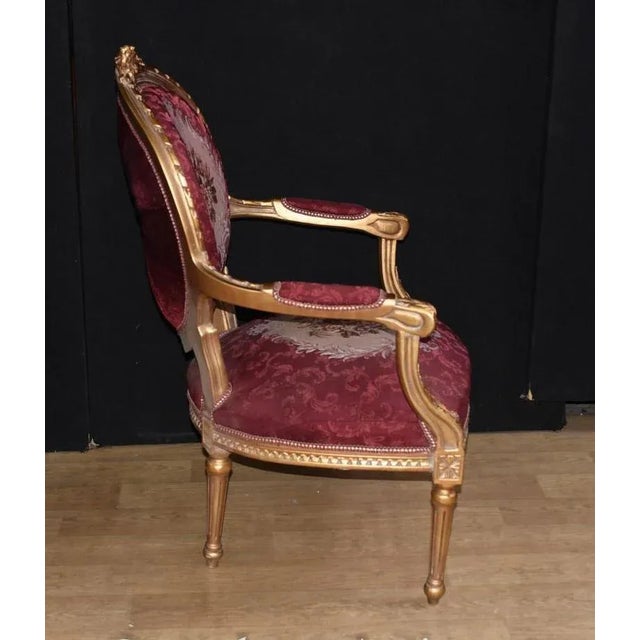 Traditional French Empire Armchairs in Red Fabric, Set of 2 For Sale - Image 3 of 9