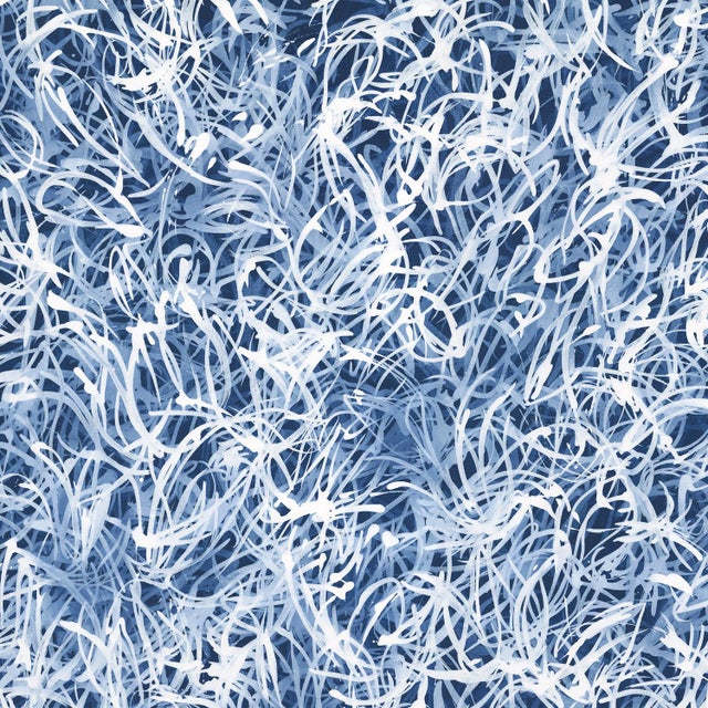 Contemporary "Blue Chiffon No.5 - Layered Veil" Indigo Blue Abstract Acrylic Painting on Canvas For Sale - Image 3 of 6