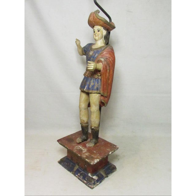 Spanish Colonial (Peruvian) 18th/19th Century Spanish Colonial Santo Figure Lamp For Sale - Image 4 of 18