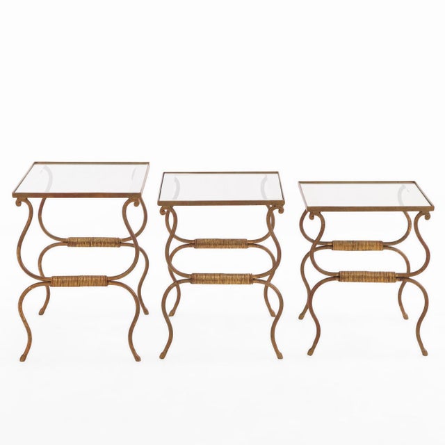 French A Set of French Gilt Iron Nesting Tables, C 1950. For Sale - Image 3 of 7