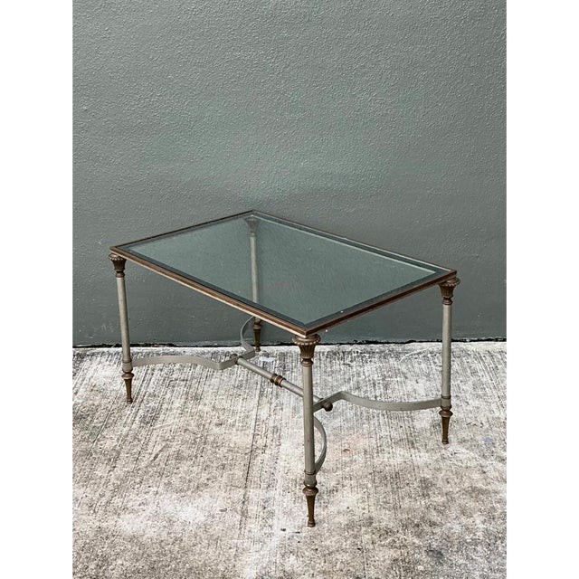 Vintage Rectangular Metal and Glass Table After Maison Jansen For Sale In West Palm - Image 6 of 13