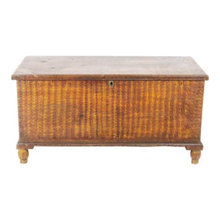 Late 19th Century Antique Faux Grain Dovetailed Painted Pine Blanket Chest For Sale