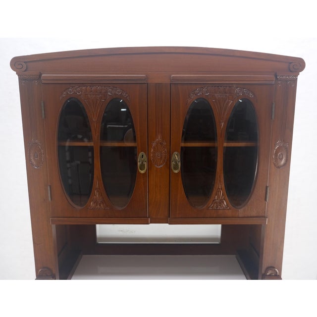 French Art Nouveau Deco Walnut & Burl Wood 78" Tall Cupboard China Cabinet MINT For Sale - Image 10 of 13