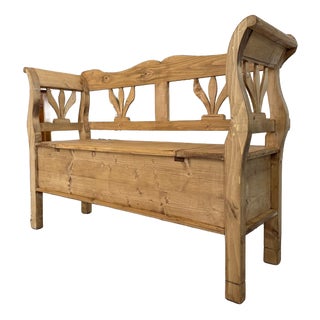 Biedermeier Storage Kitchen Bench in Spruce Wood For Sale