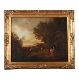 French School Artist, Landscape with Figures, Mid-18th Century, Oil Painting on Canvas, Framed For Sale