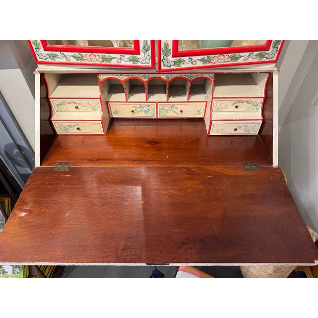 Wood 20th Century Vintage Hand Painted Chinoiserie Secretary For Sale - Image 7 of 7