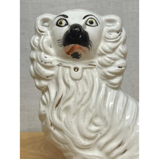 Mid 19th Century Diminutive Antique Staffordshire Black & White Seated Spaniels, C. 1860s - A Pair For Sale - Image 9 of 12