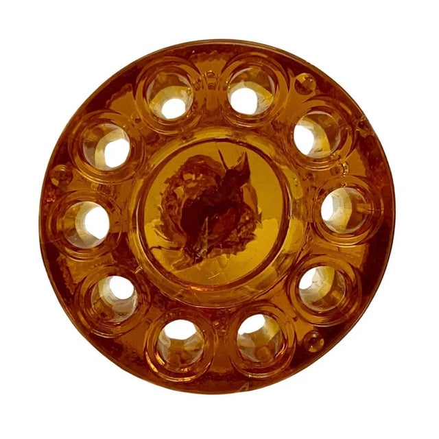 Brown 1940s Art Deco Cambridge Amber Glass 10 Hole Flower Frog For Sale - Image 8 of 8