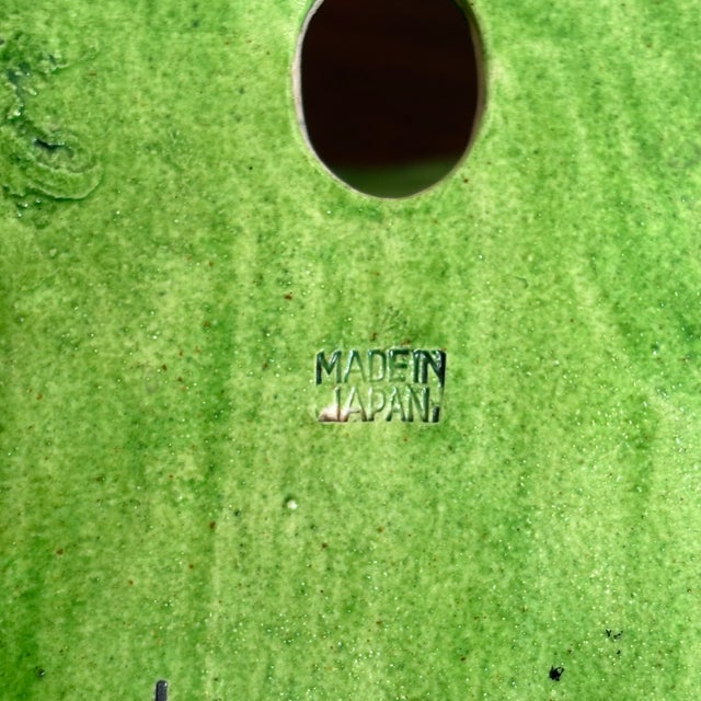 1950s Japanese Lotus Flower Ceramic Majolica Wall Pocket For Sale - Image 10 of 11