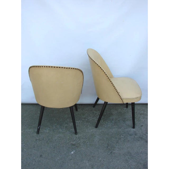 Wood Set of Wood & Vinyl Chairs, 1960s For Sale - Image 7 of 8