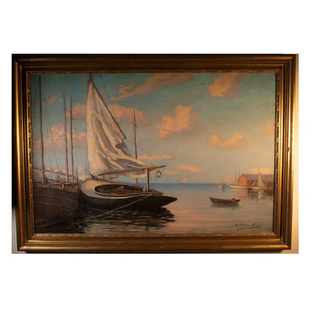 Archie Palmer Wigle (Canadian/American, 1881–1963) Harbor at Sunset, Oil on Board - 28" H x 40 1/2" W About the Artist...