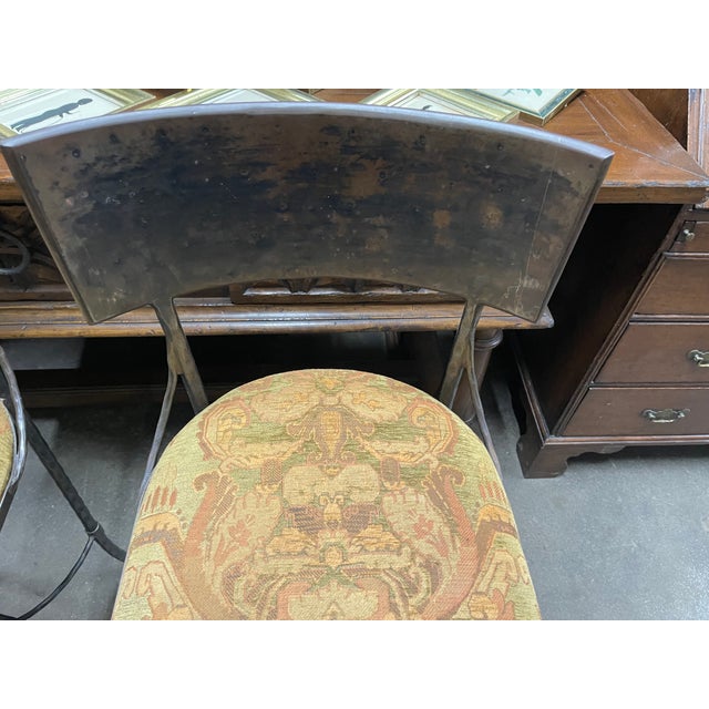 Custom Handmade Iron Bar Stool With Holly Hunt Fabric - Set of 3 For Sale - Image 10 of 11