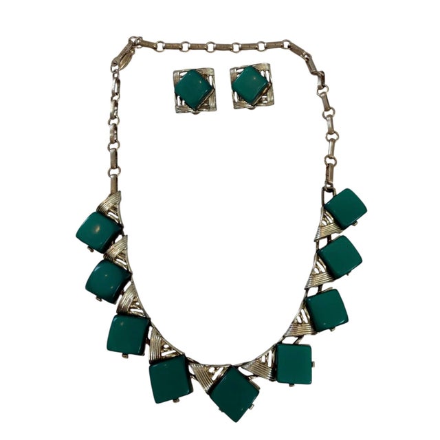 Mid-Century Modern Vintage Coro Necklace and Earring Set For Sale - Image 3 of 7