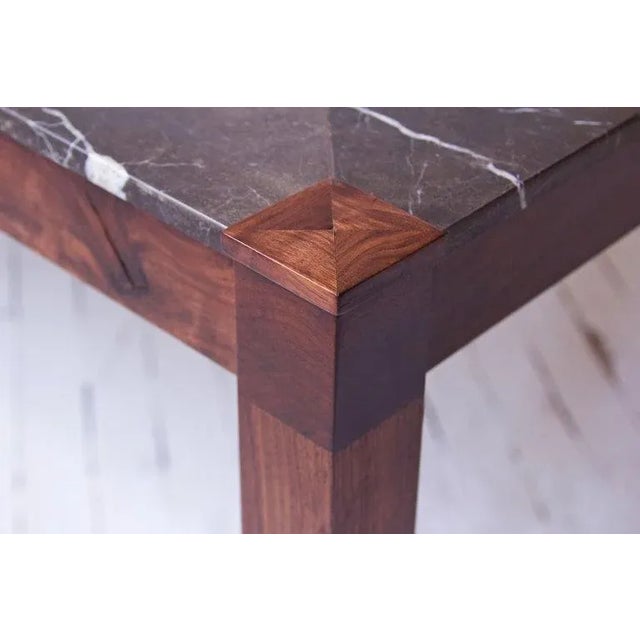 Montaperto "San Miniato" Walnut & Two-Tone Marble Dining Table by Montaperto Studios, 2021 For Sale - Image 4 of 8