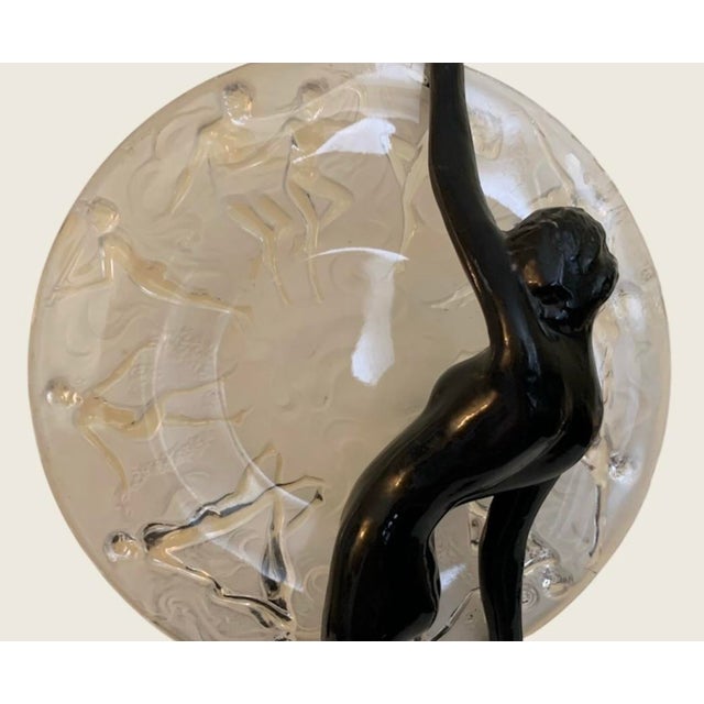 1980s Art Deco Frankart Nude With Consolidated Glass Moon Lamps by Sarsaparilla - a Pair For Sale In Philadelphia - Image 6 of 9