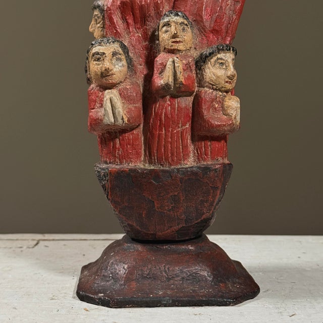 Red Antique 19th Century Hand Carved Folk Art Santos Sculpture For Sale - Image 8 of 9