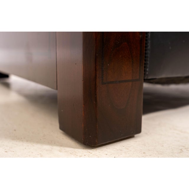 Stickley Inlaid Leather Cherry Cube Lounge Pub Chair For Sale - Image 11 of 15