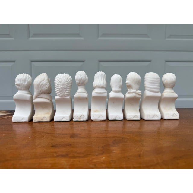 Traditional Vintage Carved Alabaster Busts of Composers For Sale - Image 3 of 6