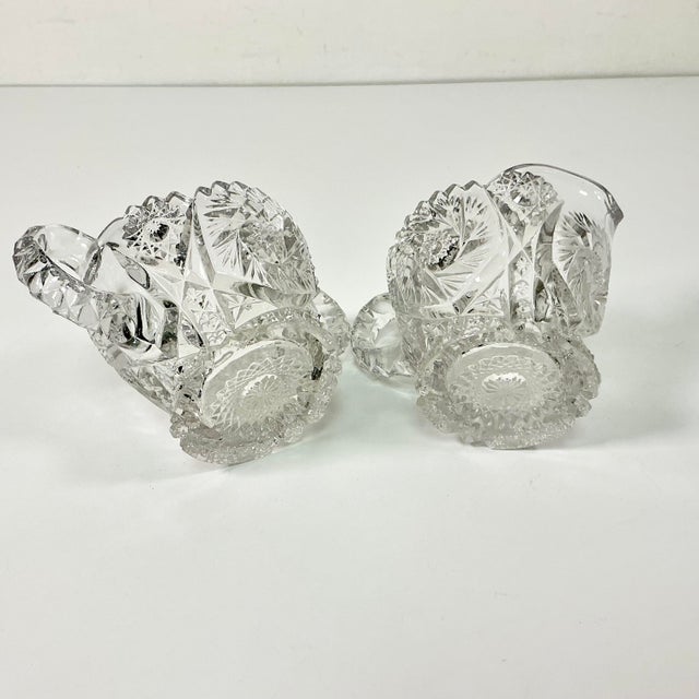 Late 1800s Antique Boho Chic Hollywood Regency American Brilliant Cut Creamer & Sugar - A Pair For Sale - Image 14 of 17