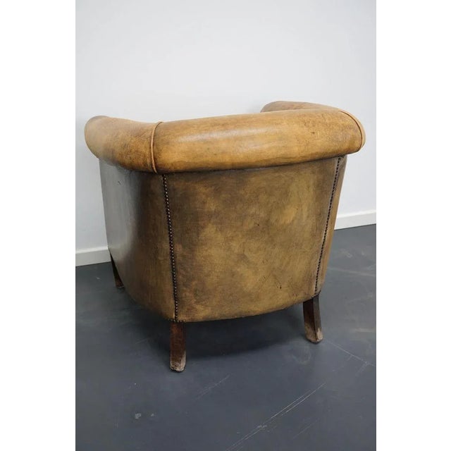 Vintage Dutch Cognac Colored Leather Club Chair For Sale - Image 10 of 17