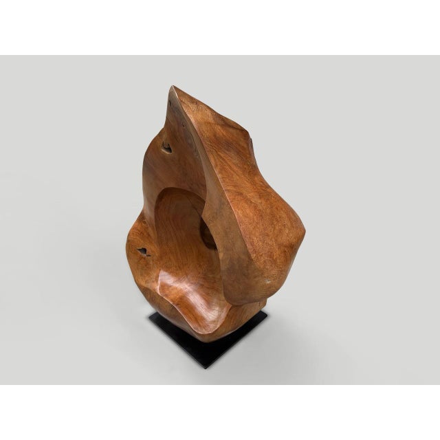 Contemporary Andrianna Shamaris Minimalist Teak Wood Sculpture For Sale - Image 3 of 5