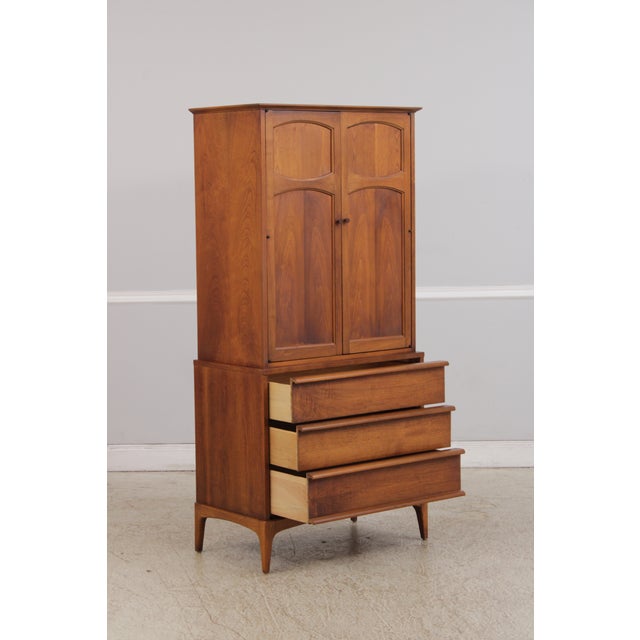1980s Lane Walnut Mid Century Modern Gentlemens Chest Armoire For Sale - Image 5 of 18