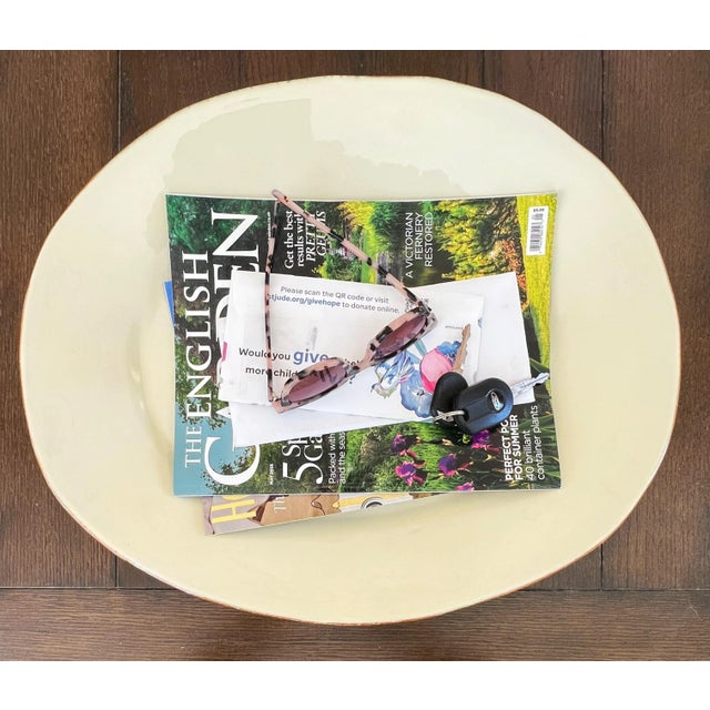 Vintage Large 19.5" W Cream Modern Decorative Pottery Bowl for Entry or Coffee Table. Lovely Discontinued Extra Large...