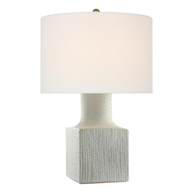 AERIN by Visual Comfort Signature Aviva 24" Table Lamp in Volcanic Ivory with Linen Shade For Sale