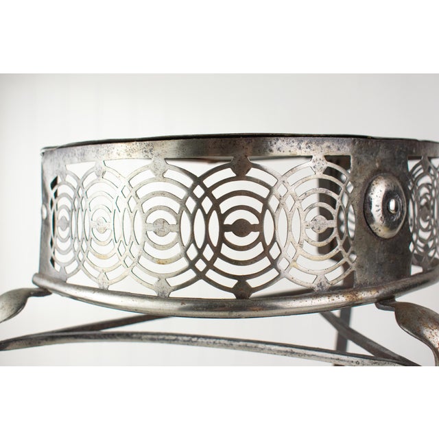 Early 2000s Artisan Industrial Steel Petite Side Table With Cutouts For Sale - Image 12 of 15